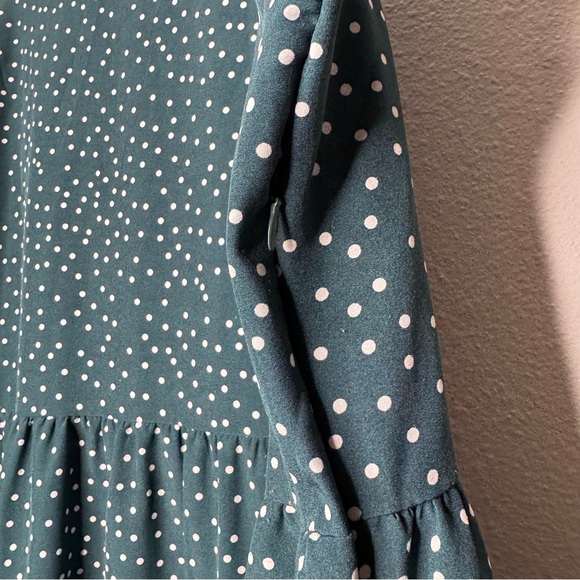 Sherosa‎ Dark Green and Polka Dot Tiered Peasant Mini Short Dress Womens Size XL - Picture 6 of 8